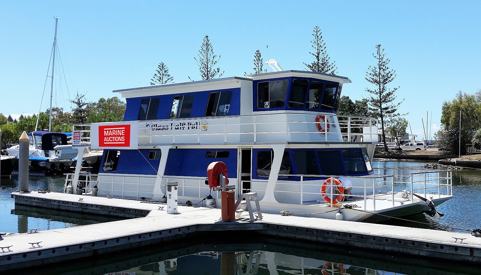 50FT House Boat Glass Half Full